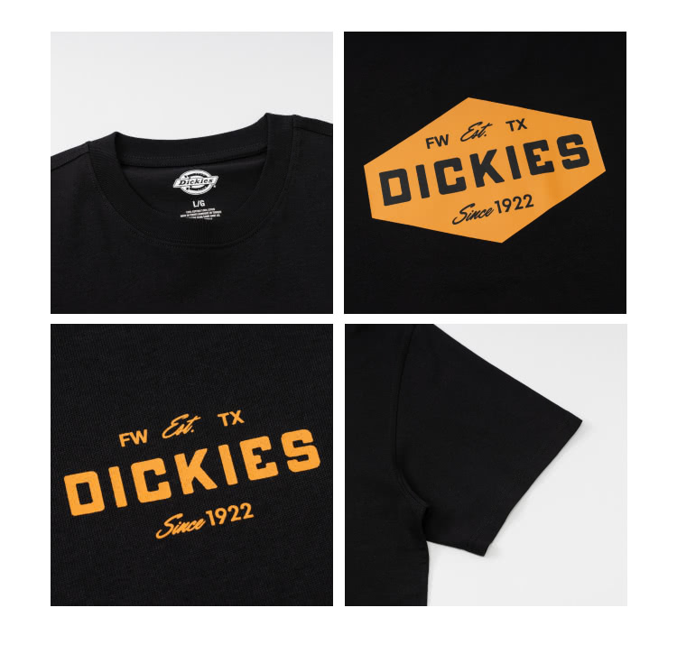 Dickies 男女款黑色純棉背面撞色圖案印花休閒短袖T恤｜