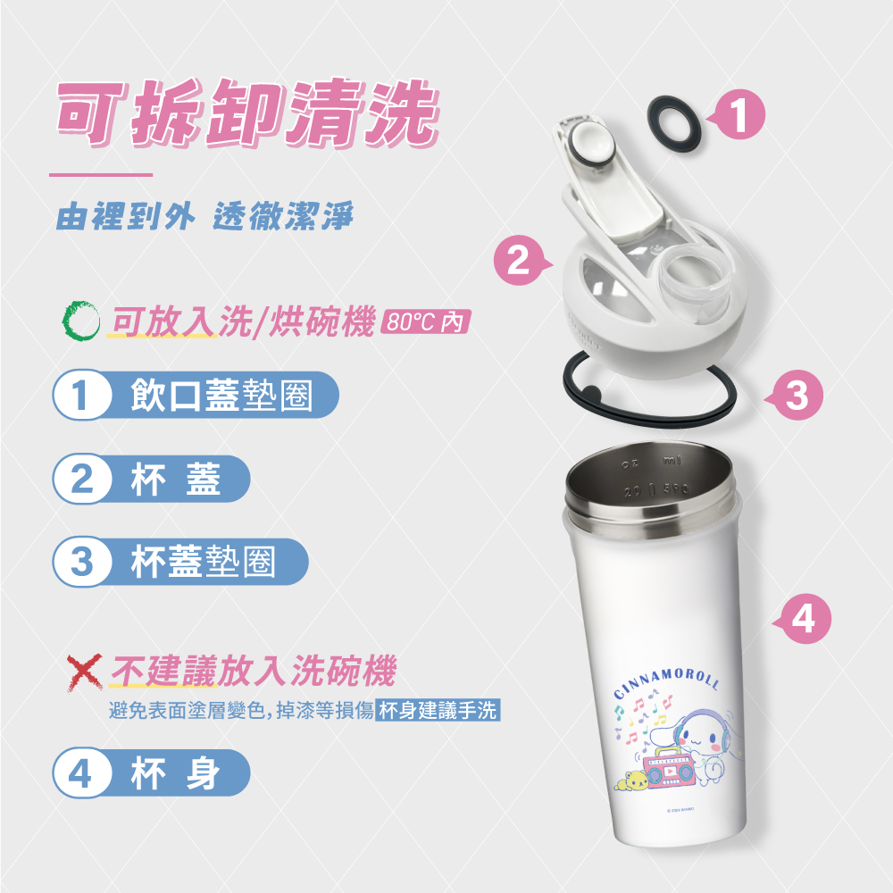 避免表面塗層變色,掉漆等損傷 杯身建議手洗