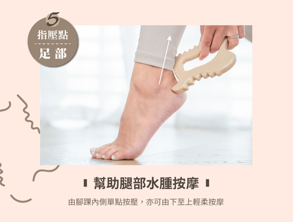 指壓點 足部 幫助腿部水腫按摩 I 由腳踝內側單點按壓,亦可由下至上輕柔按摩 