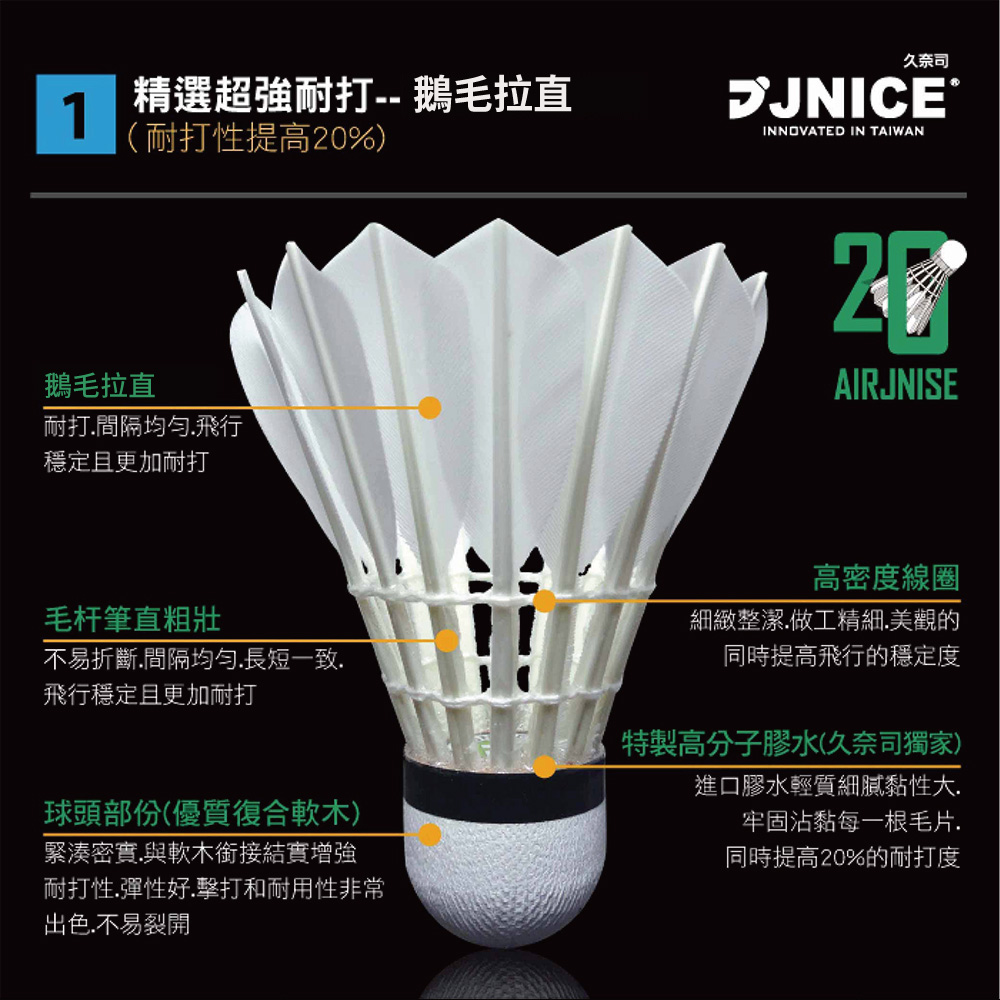 JNICE 久奈司 實用級羽毛球/羽球10桶(AJ-20)好