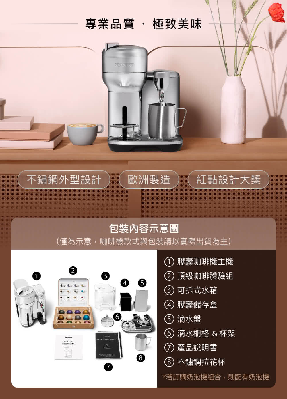 僅為示意,咖啡機款式與包裝請以實際出貨為主