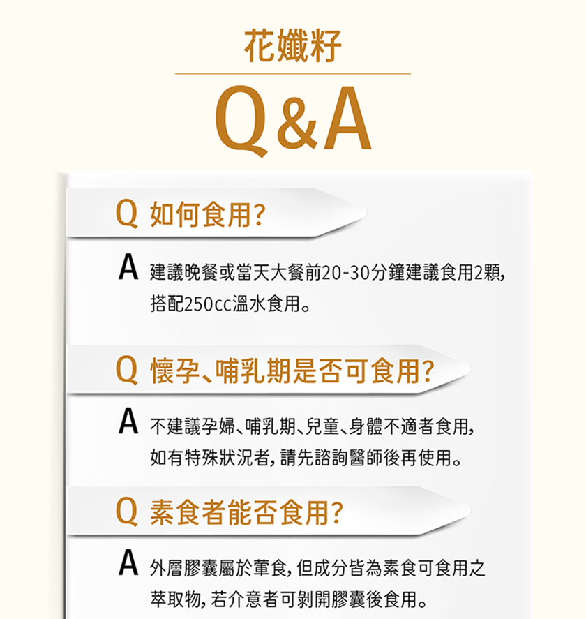 A 建議晚餐或當天大餐前2030分鐘建議食用2顆,