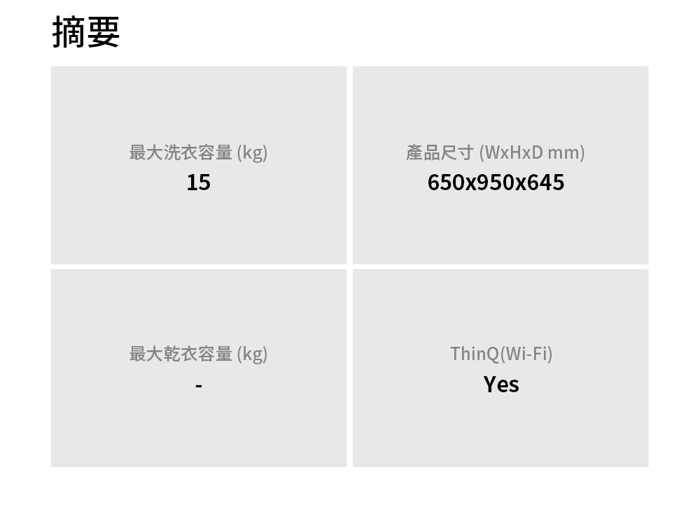 摘要 最大洗衣容量kg 產品尺寸WxHxD mm 最大乾衣容量kg