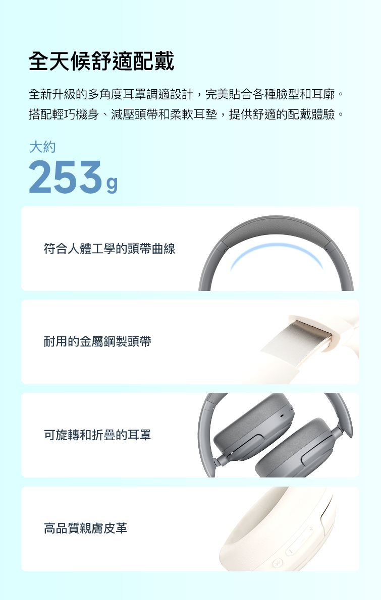 全新升級的多角度耳罩調適設計,完美貼合各種臉型和耳廓。