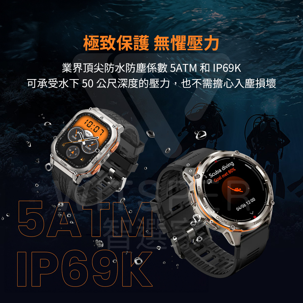 æ¥µè´ä¿è­· ç¡æ¼å£å æ¥­çé å°é²æ°´é²å¡µä¿æ¸ 5ATM åIP69K å¯æ¿åæ°´ä¸ 50å¬å°ºæ·±åº¦çå£å,ä¹ä¸éæå¿å¥å¡µæå£ 