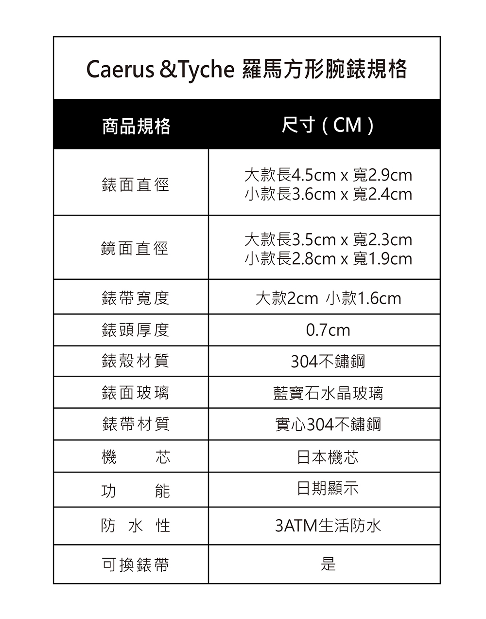Caerus Tyche ç¾é¦¬æ¹å½¢èé¶è¦æ ¼