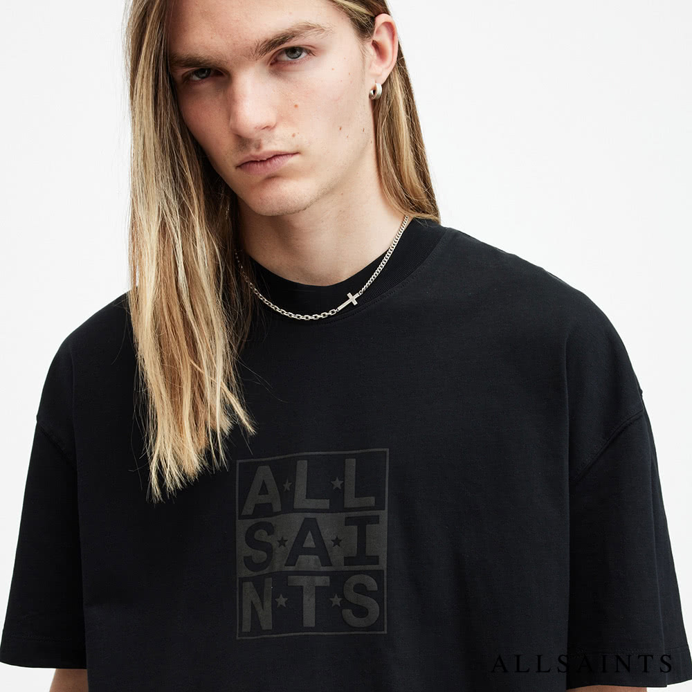 ALLSAINTS BELOW 厚實純棉寬鬆LOGO短袖T恤