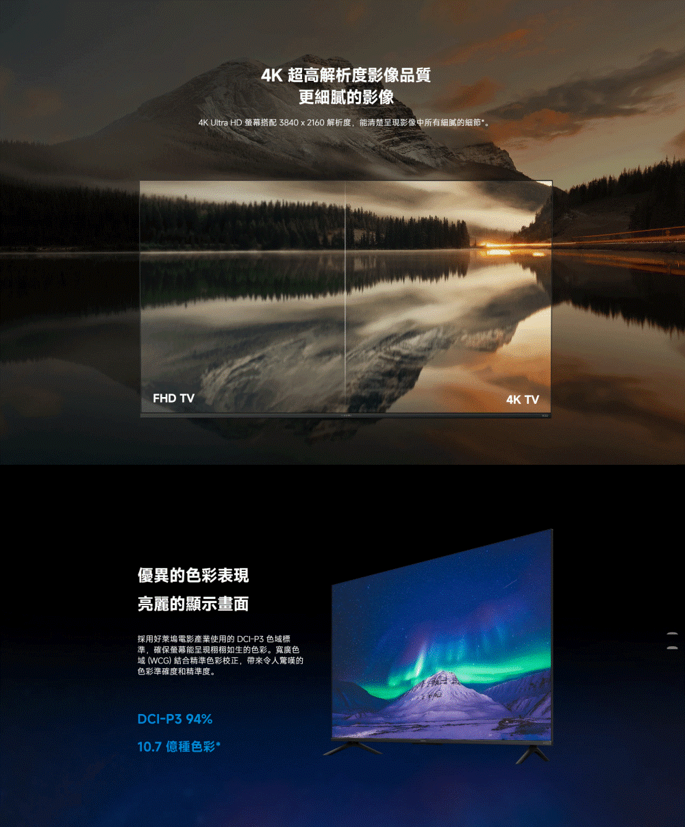 4K Ultra HD 螢幕搭配 3840x2160 解析度,能清楚呈現影像中所有細膩的細節。