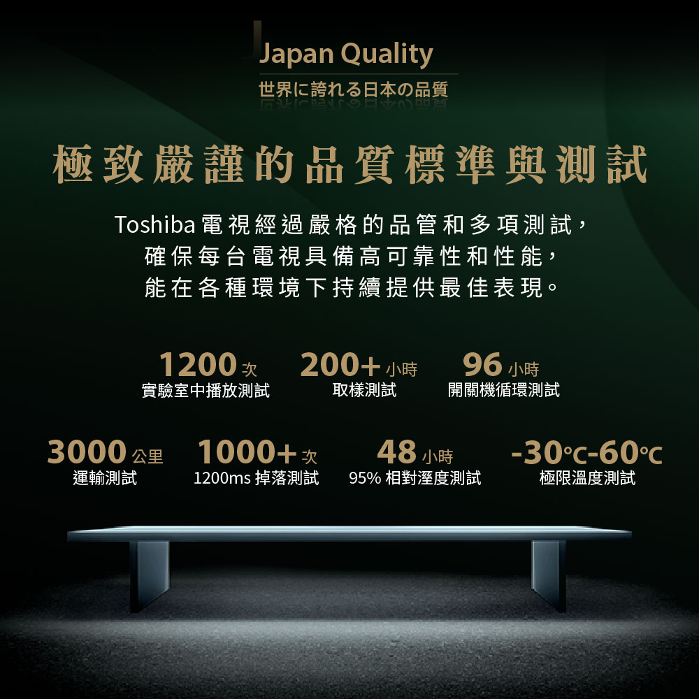 Toshiba 電視經過嚴格的品管和多項測試,