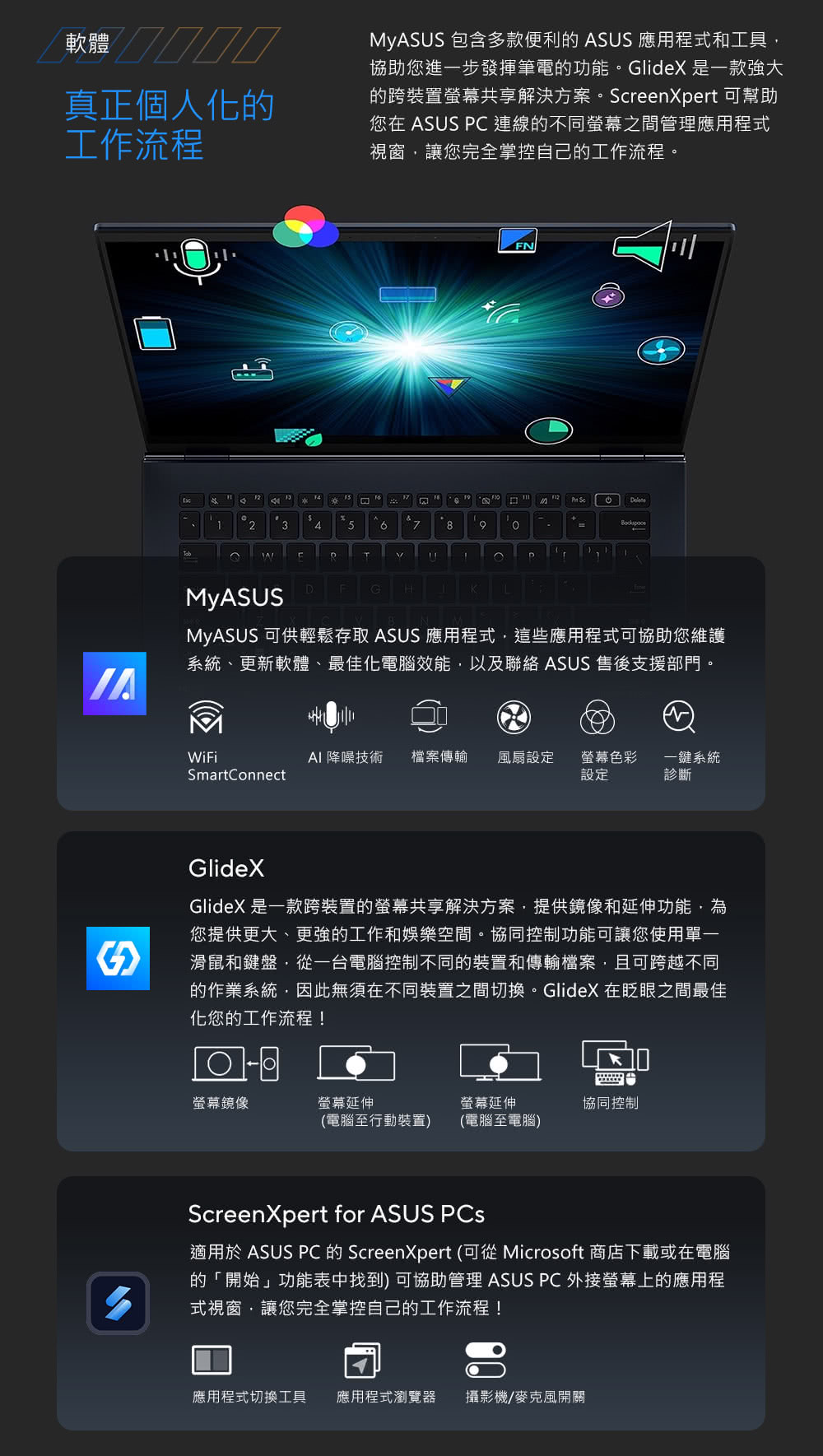 適用於 ASUS PC 的 ScreenXpert 可從 Microsoft 商店下載或在電腦