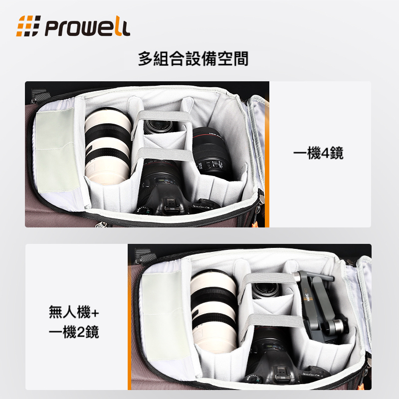 無人機 一機2鏡 多組合設備空間 一機4鏡 