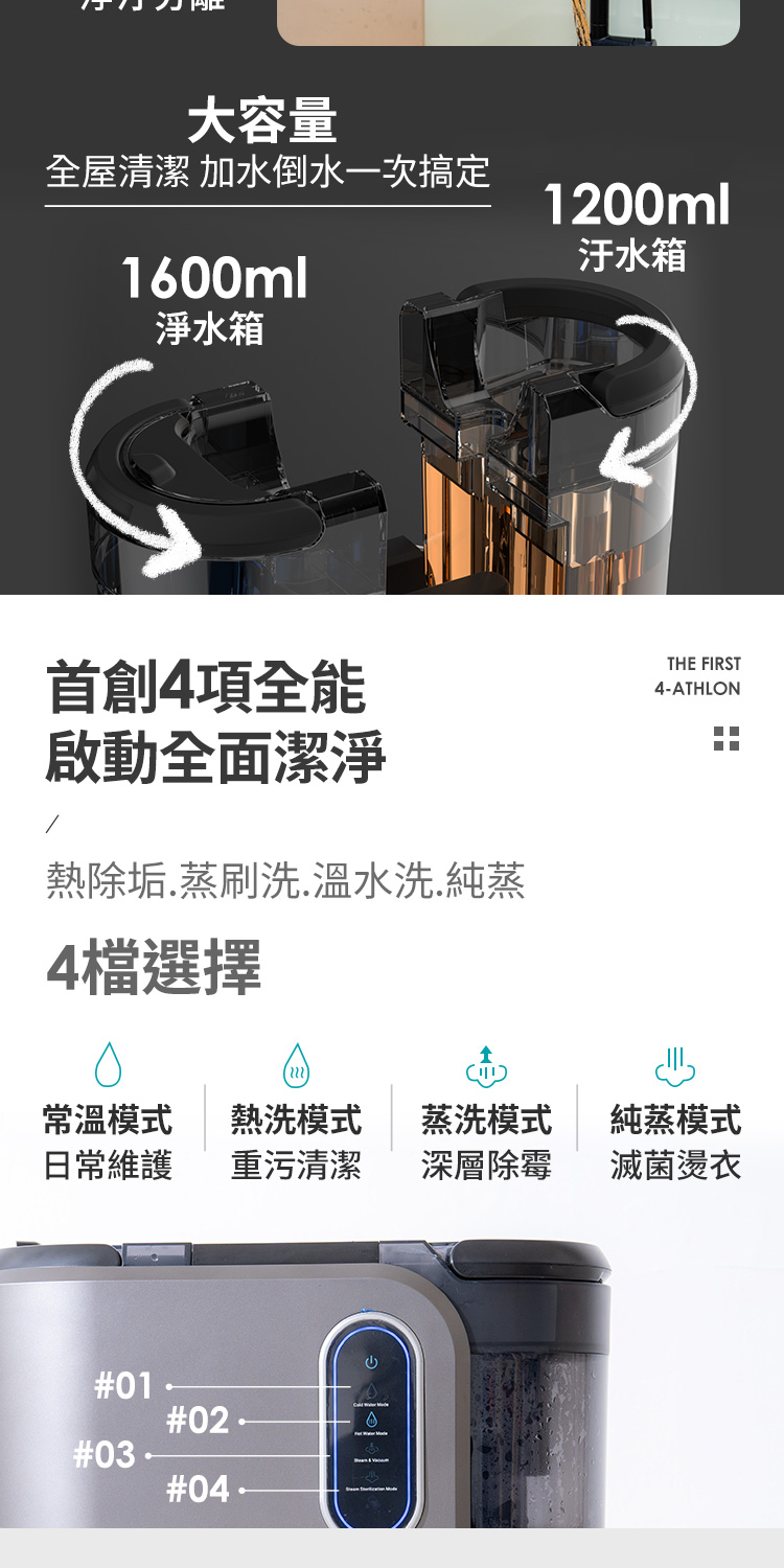 熱除垢.蒸刷洗.溫水洗.純蒸