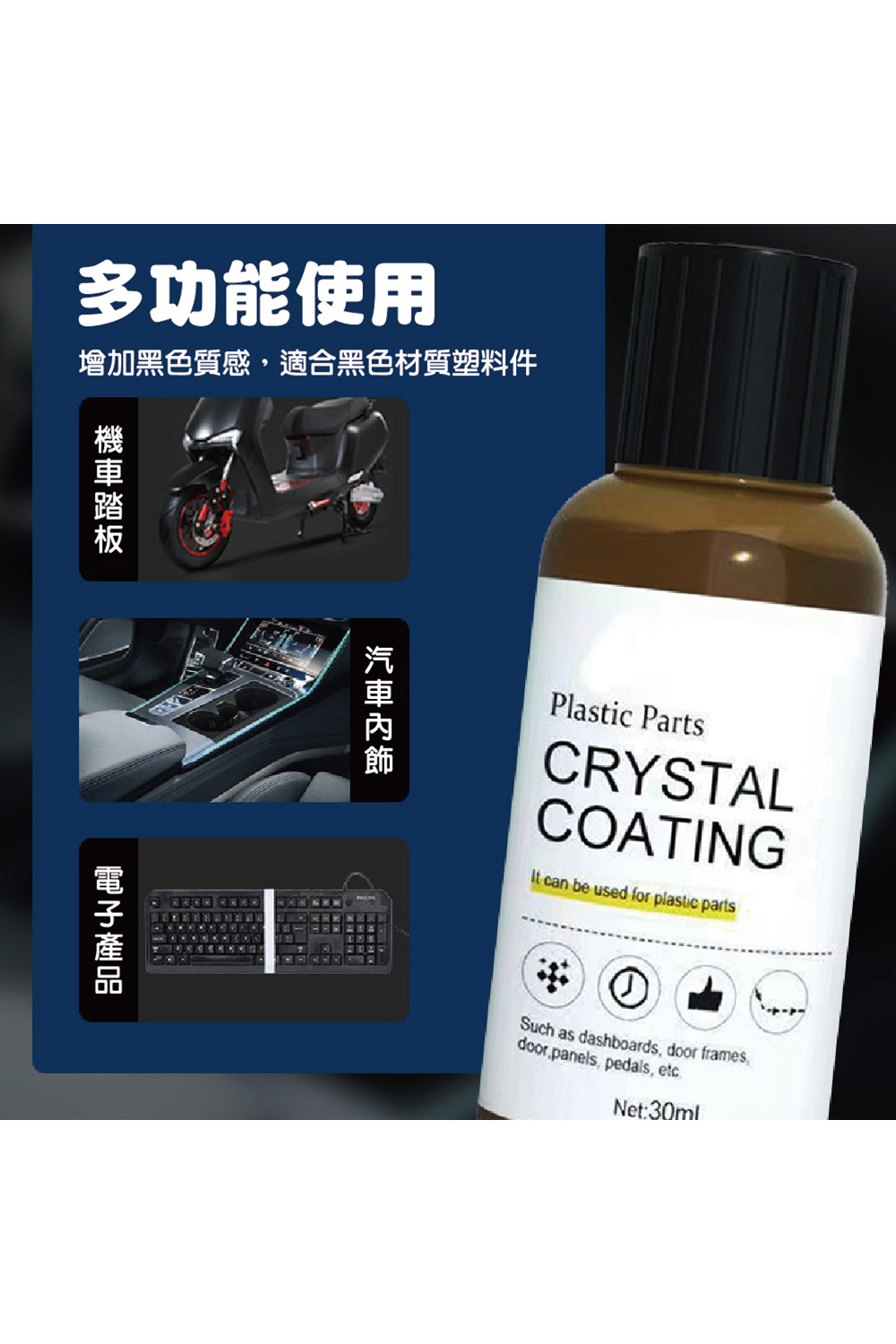 團購好物 汽車內飾翻新還原劑30ML-2入(塑膠還原劑 塑膠