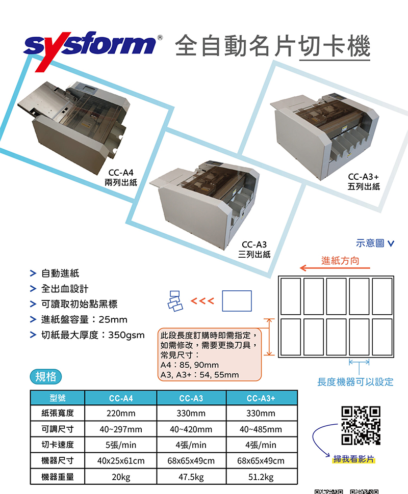 sysform 全自動名片切卡機