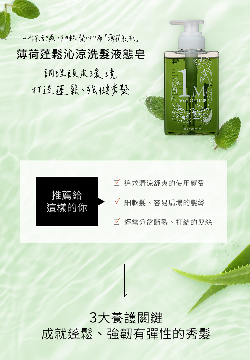 Of cosmetics 奧芙蔻 薄荷蓬鬆沁涼洗護組(液態皂