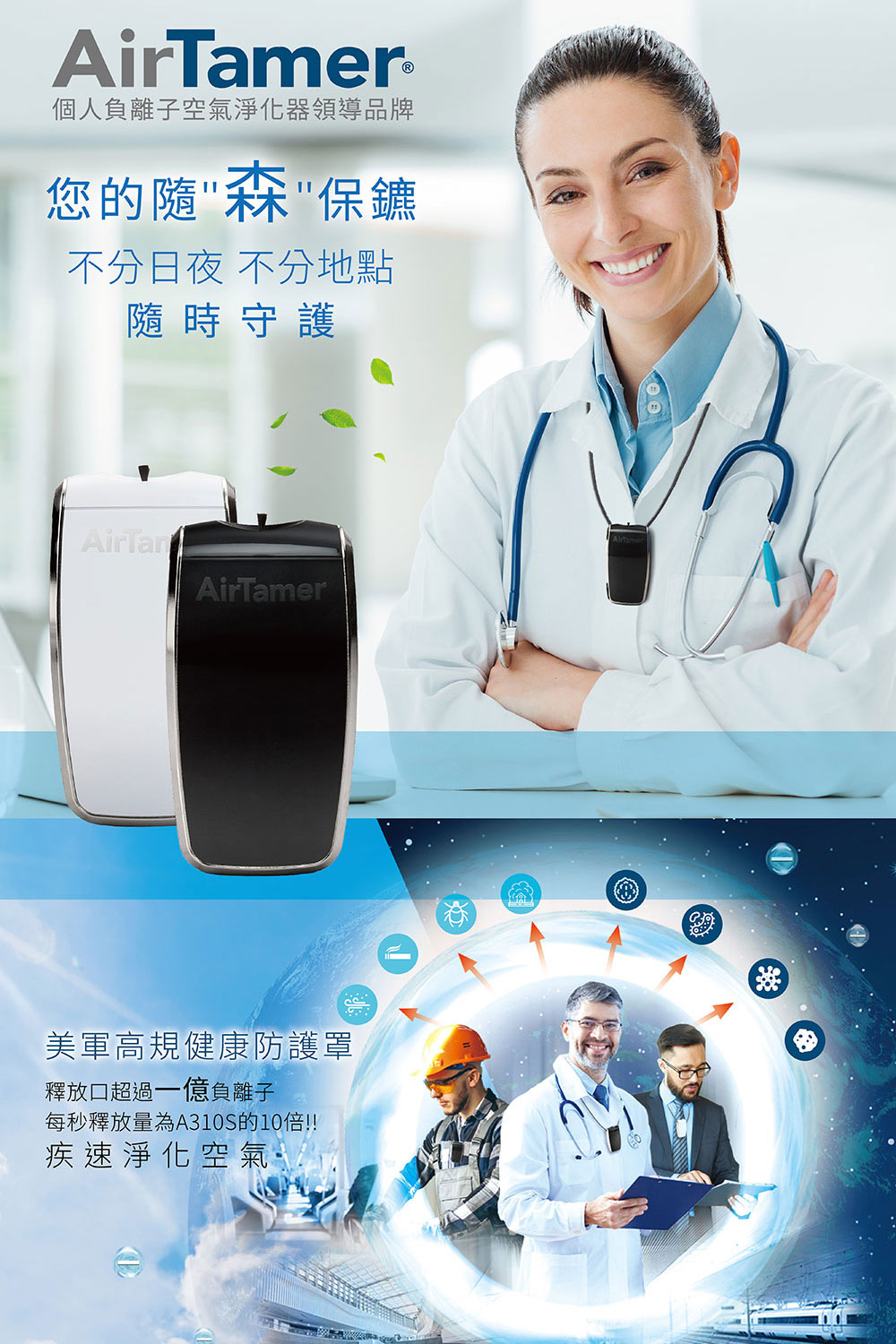 AirTamer 三入組A320S-美國個人隨身負離子空氣清