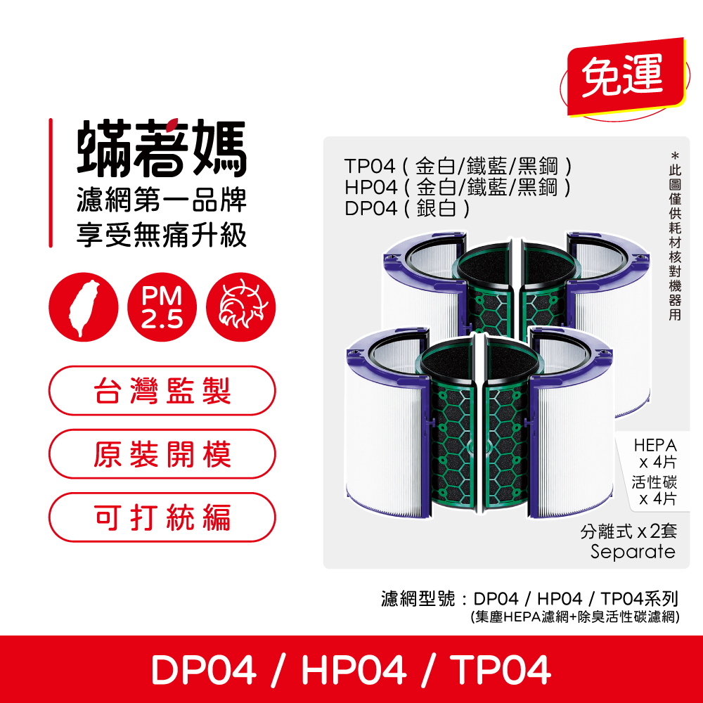 蟎著媽 濾網2套優惠組(適用 戴森 Dyson DP04 T