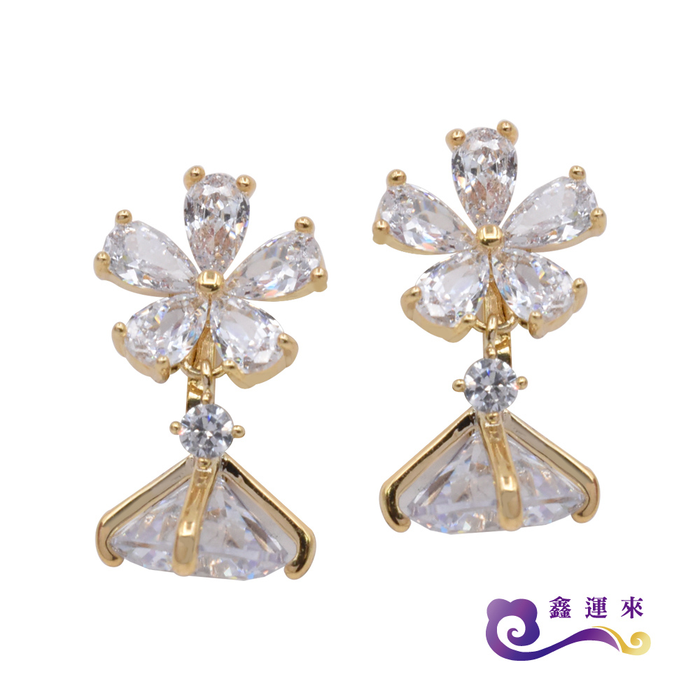 Selene 簡約花朵鑽石造型耳環(耳夾款式)好評推薦