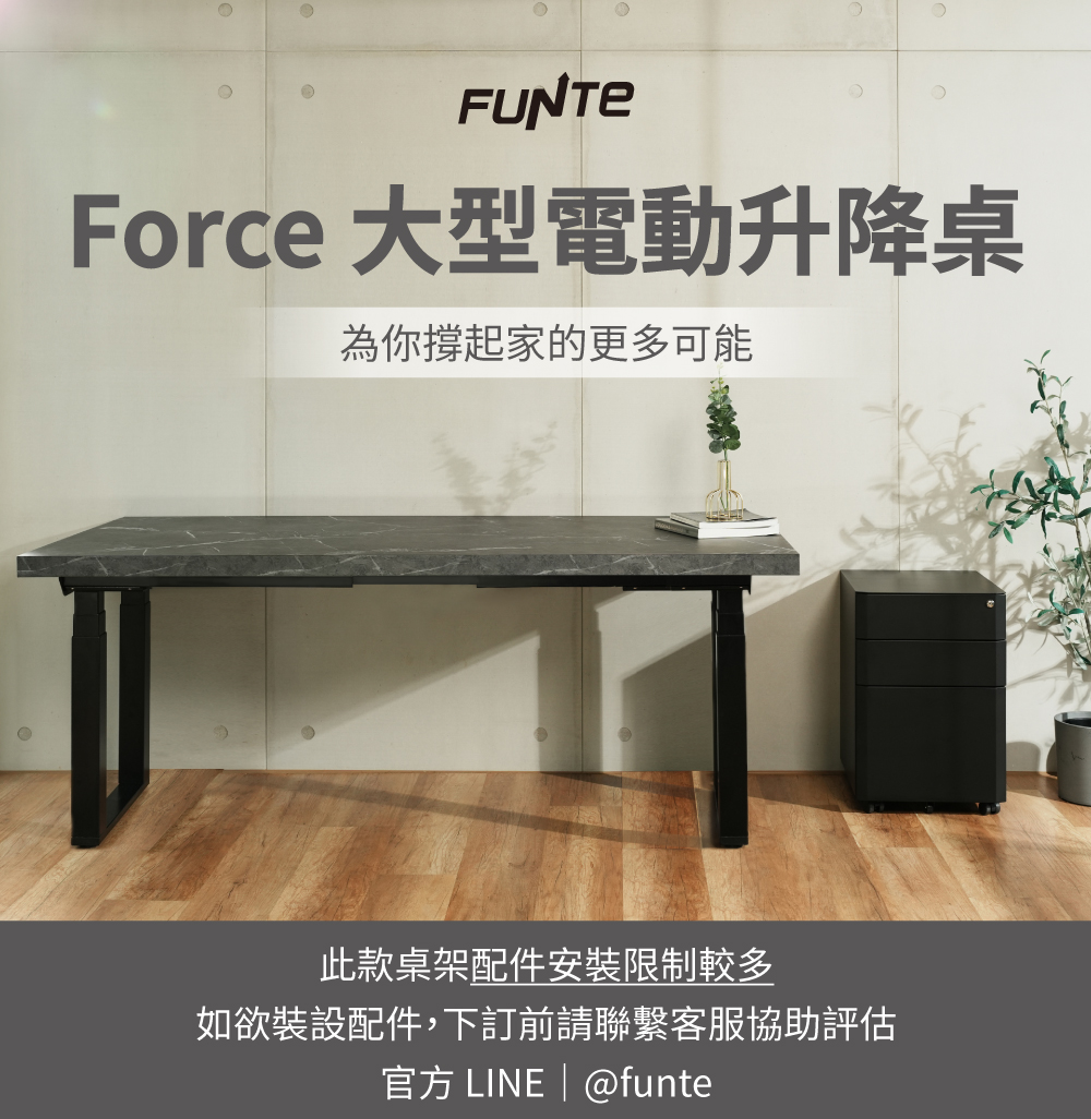 FUNTE Force 大型電動升降桌/蜂巢板 160x90