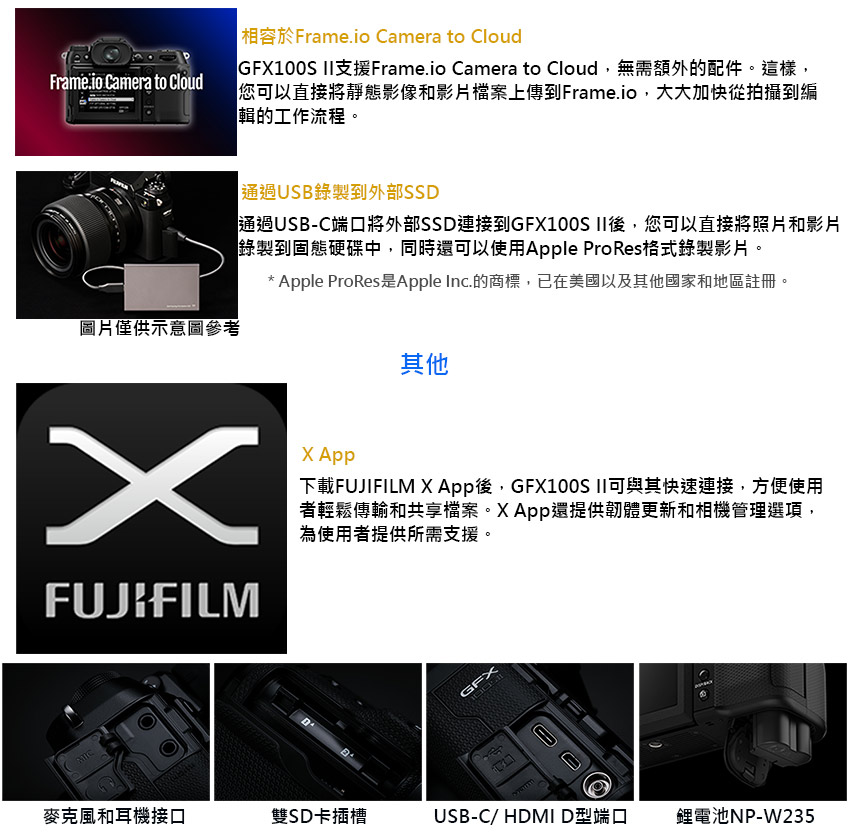 GFX100S II支援Frame.io Camera to Cloud,無需額外的配件。這樣,
