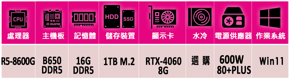 微星平台 R5六核 RTX 4060 2X Win11{玉馬