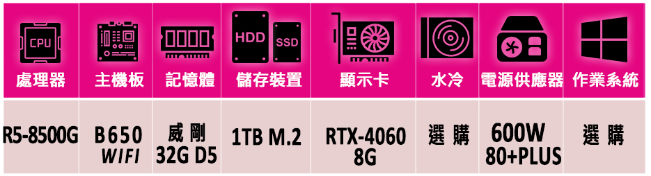 微星平台 R5六核 RTX 4060 2X{白驍馬X}WIF