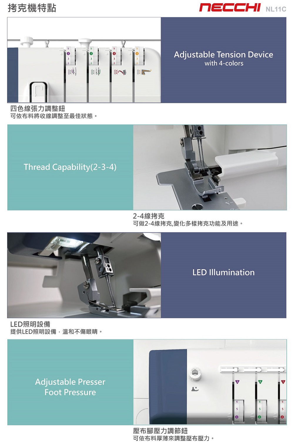 NECCHI NL11C 萬用拷克機(可做2-4線拷克) 推