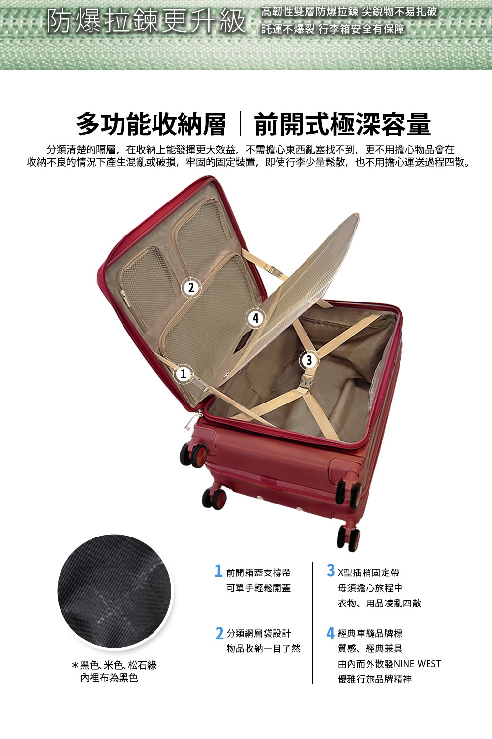 收納不良的情況下產生混亂或破損,牢固的固定裝置,即使行李少量鬆散,也不用擔心運送過程四散。