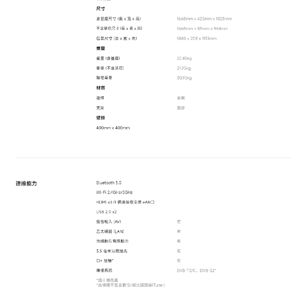 HDMI x3 1 個連接埠支援 eARC