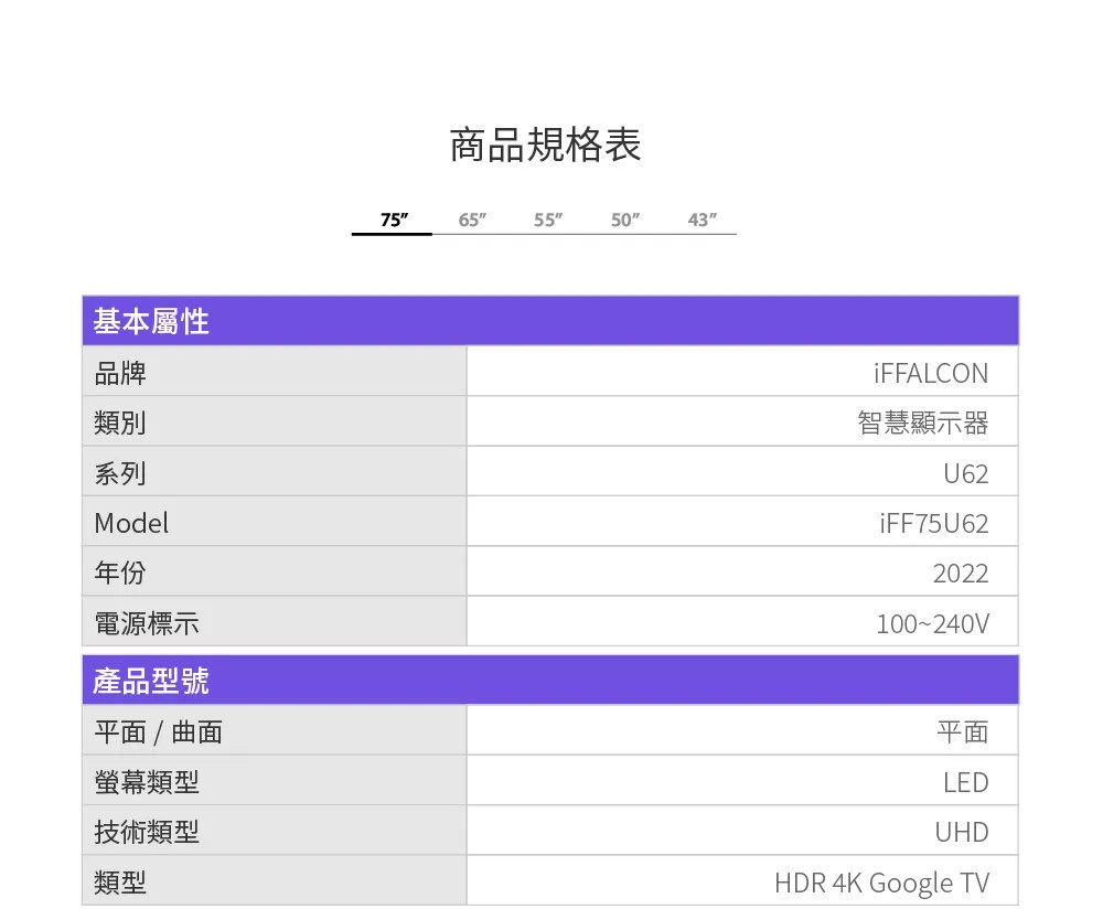 iFFALCON雷鳥 iFF75U62 - 詳情6