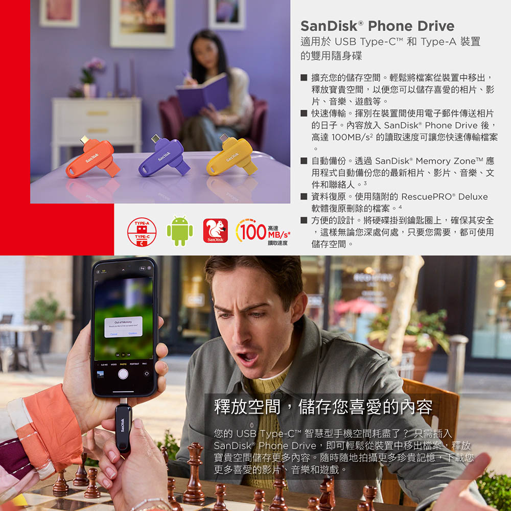 SanDisk 晟碟 Phone Drive 256GB 紫