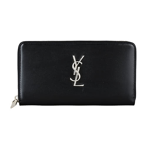 YSL YSL Classic經典銀字LOGO光滑小牛皮拉鍊