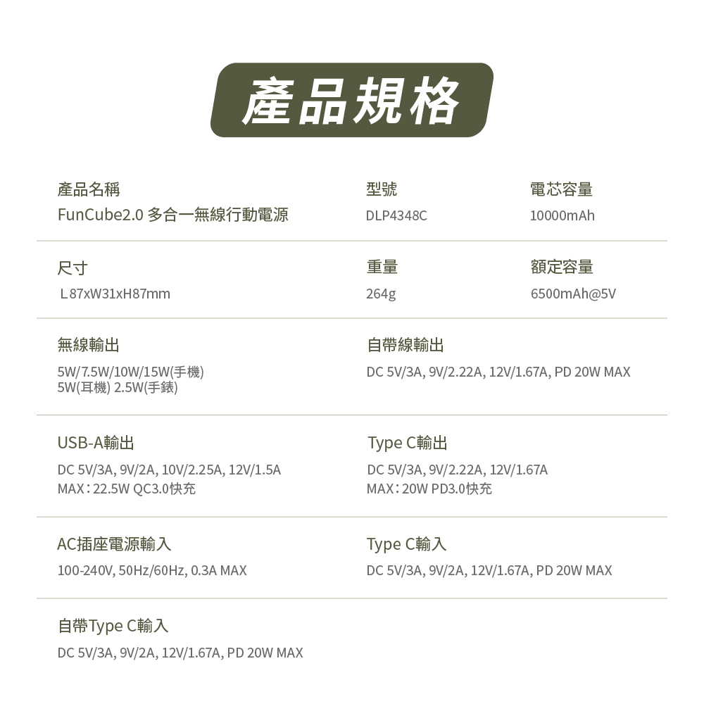 FunCube2.0 多合一無線行動電源