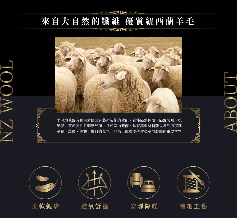 SDL Home 山德力 自然風羊毛大地毯 240x340c