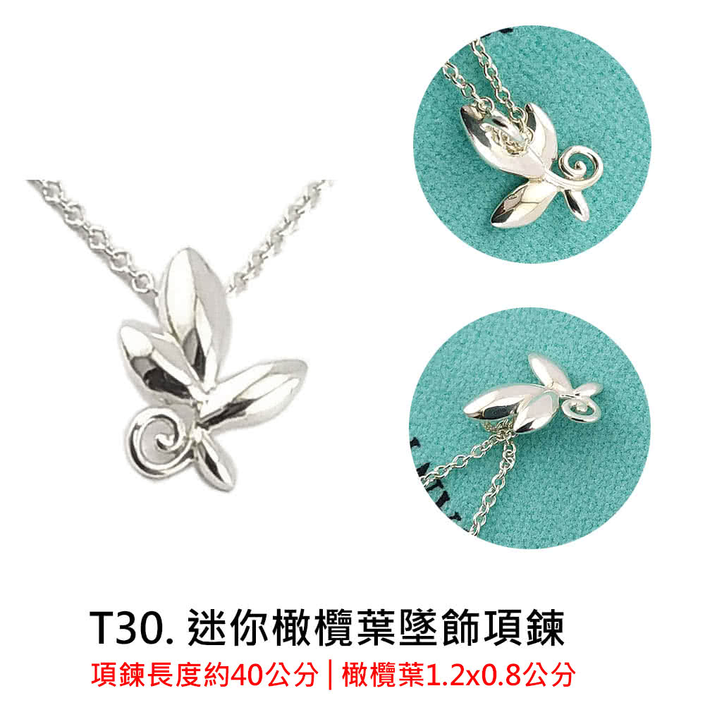 T30. 迷你橄欖葉墜飾項鍊 項鍊長度約40公分 橄欖葉1.2x0.8公分 