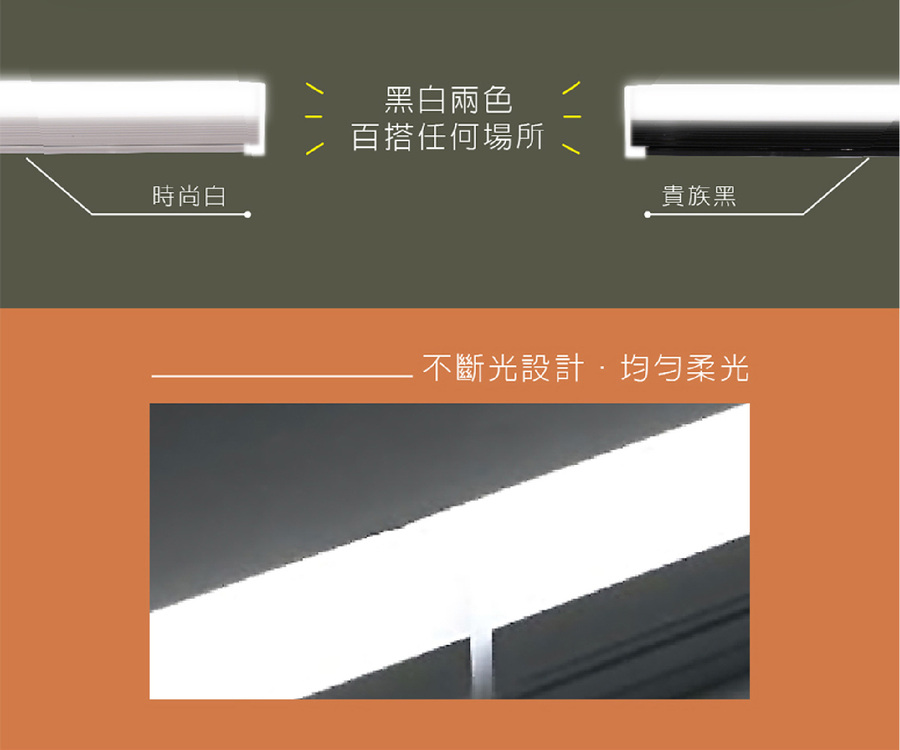 時尚白 黑白兩色 百搭任何場所 貴族黑 .不斷光設計,均匀柔光