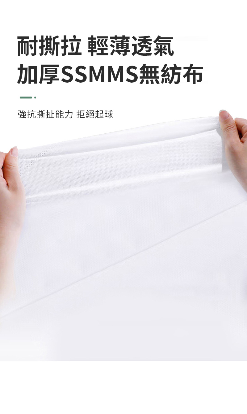 耐撕拉 輕薄透氣 加厚SSMMS無紡布 強抗撕扯能力 拒絕起球 