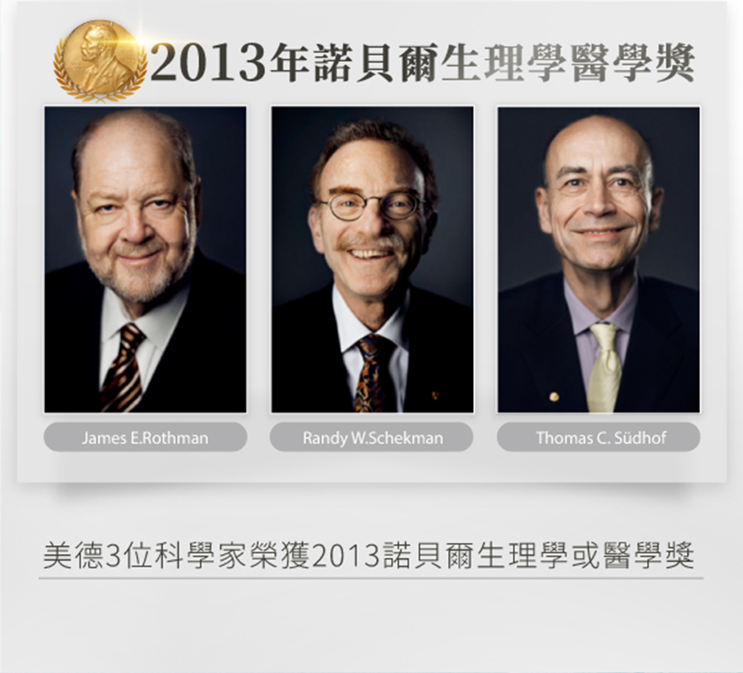 2013年諾貝爾生理學醫學獎 美德3位科學家榮獲2013諾貝爾生理學或醫學獎 