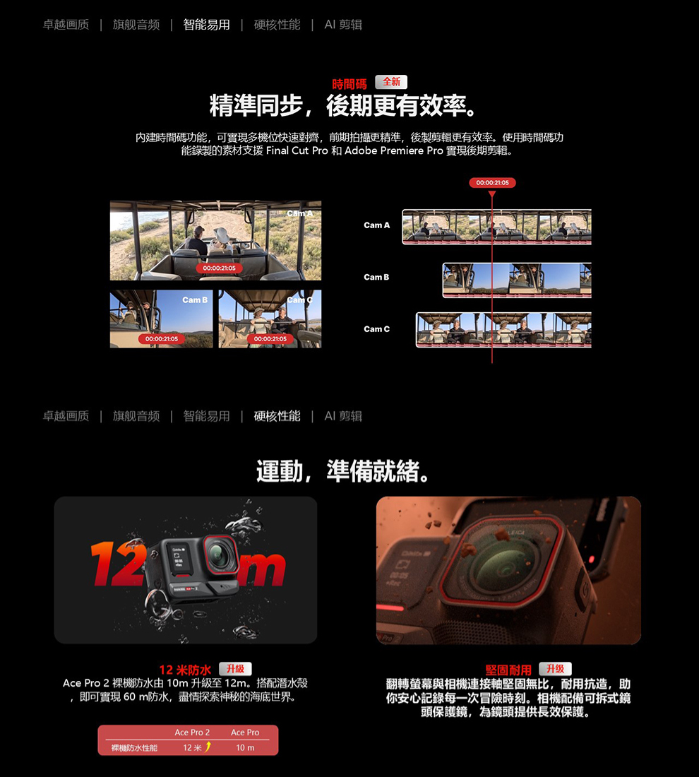 能錄製的素材支援 Final Cut Pro 和 Adobe Premiere Pro 實現後期剪輯。