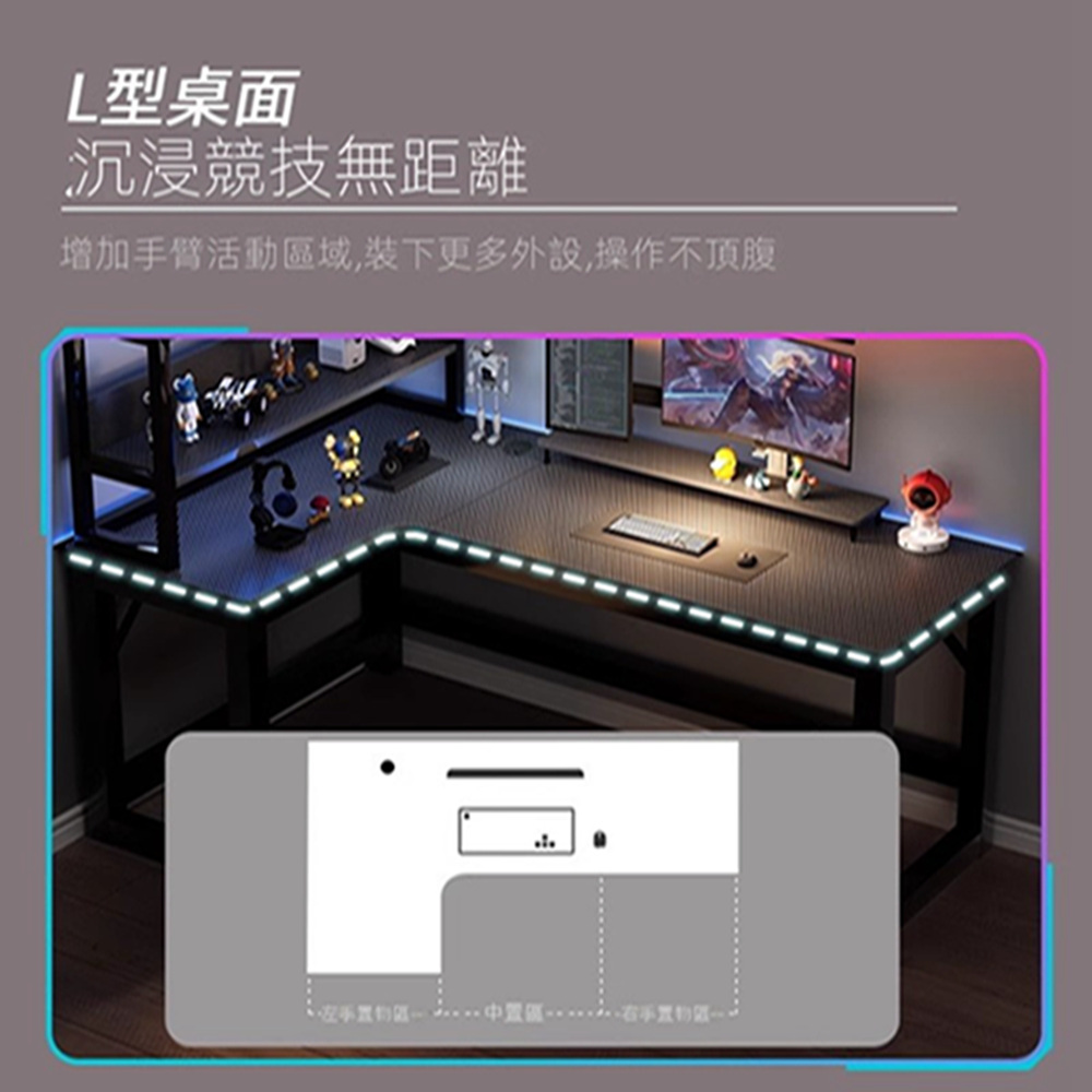 賽福旗艦店 160*100cm纖維款+洞洞板置物架(轉角電競