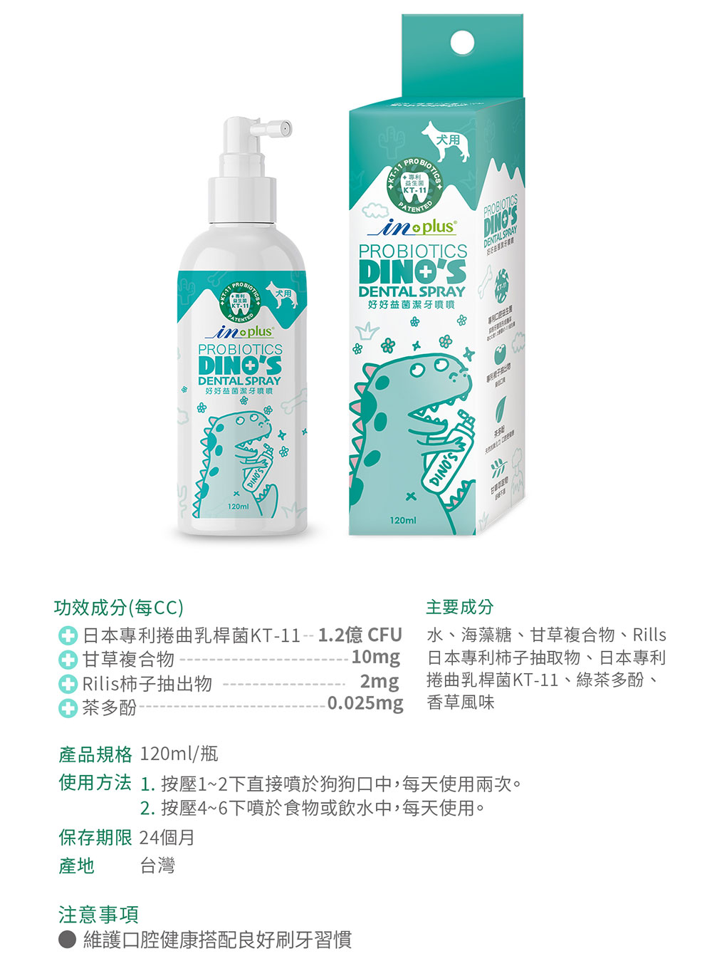 使用方法 1. 按壓12下直接噴於狗狗口中,每天使用兩次。