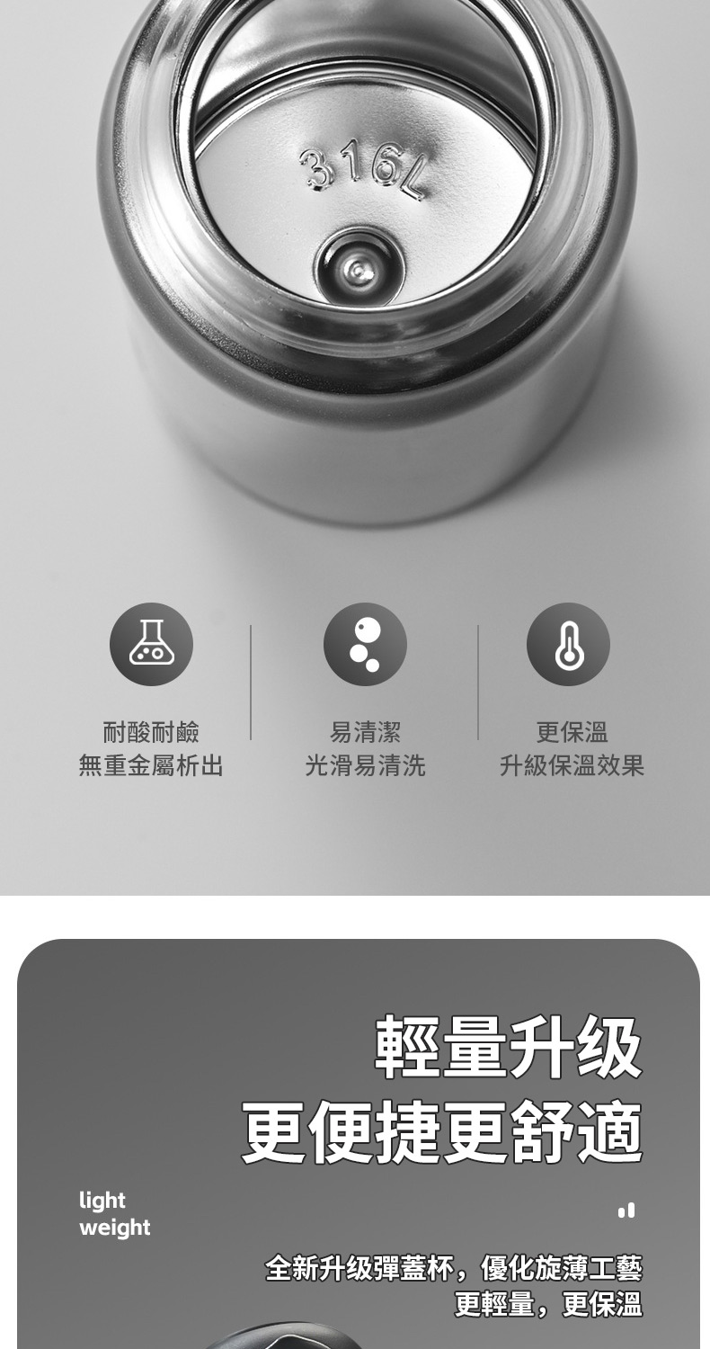 全新升级彈蓋杯,優化旋薄工藝