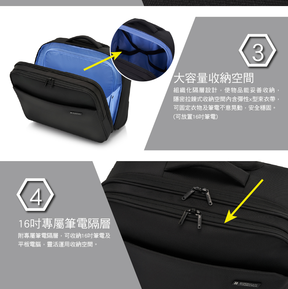 隱密拉鍊式收納空間內含彈性x型束衣帶,