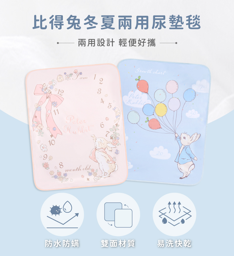 比得兔冬夏兩用尿墊毯 兩用設計 輕便好攜 防水防螨 雙面材質 易洗快乾
