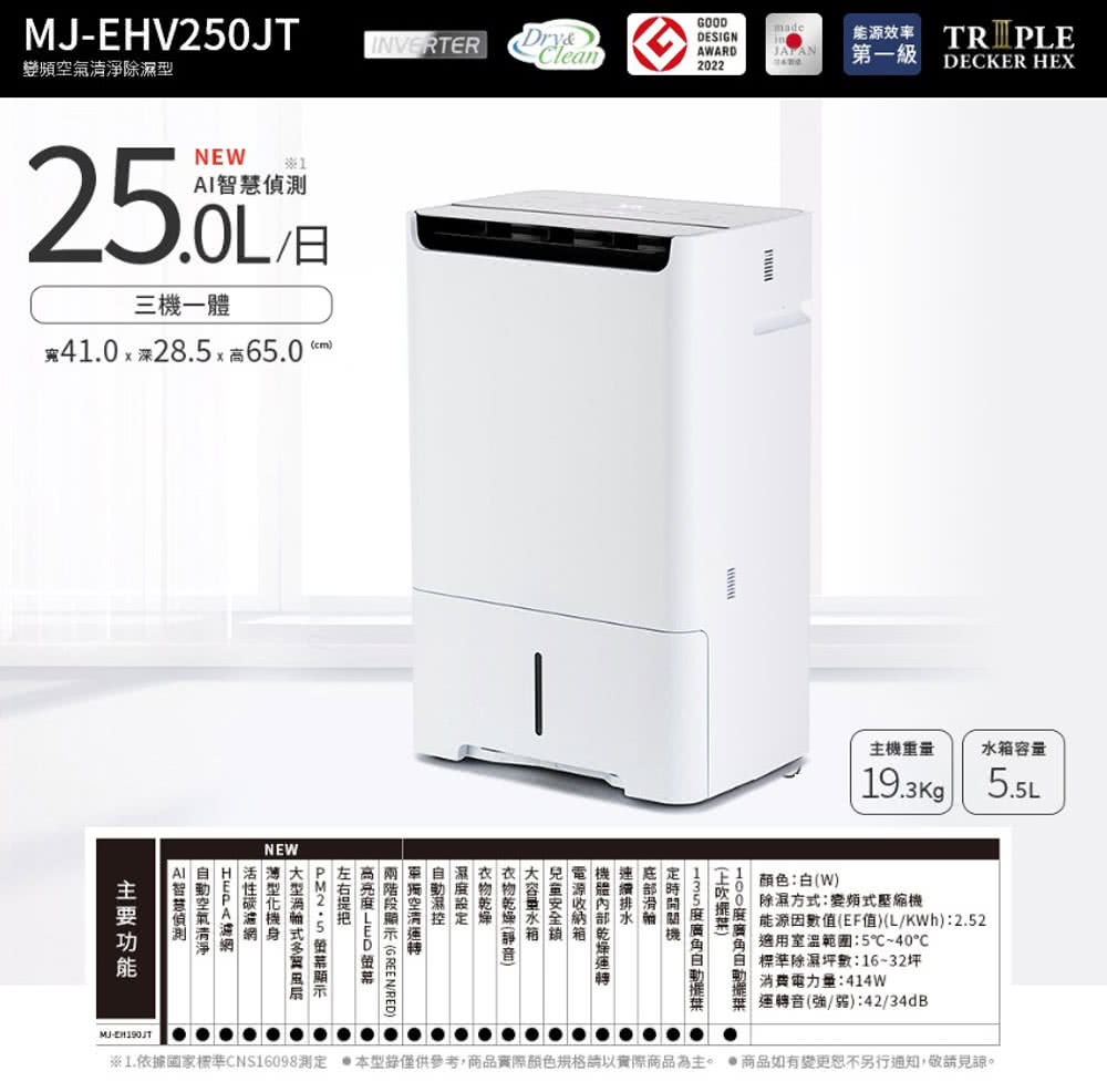 MITSUBISHI 三菱電機 福利品-25公升日製一級能效