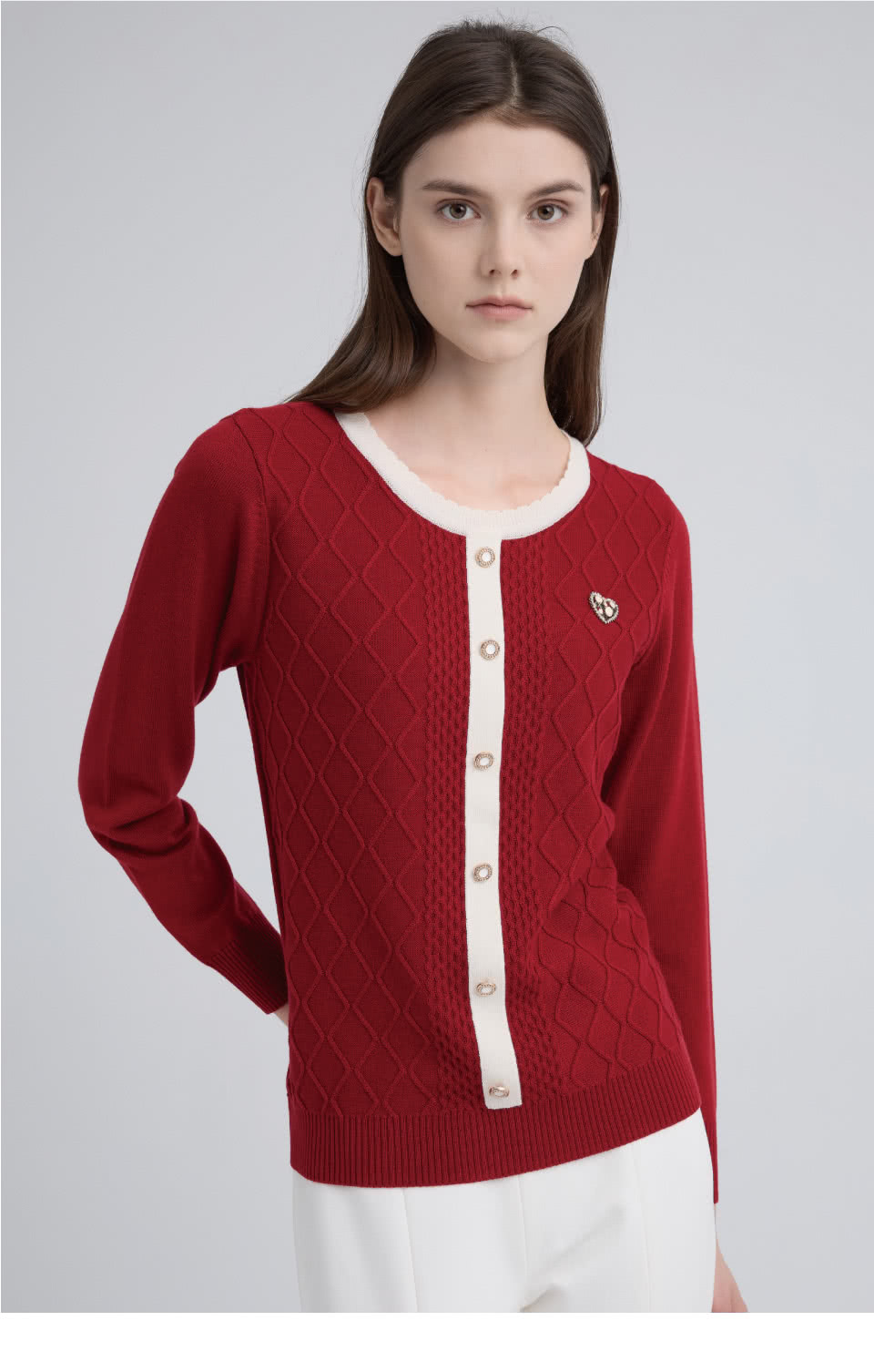 ILEY 伊蕾 撞色舒適羊毛針織上衣(兩色；M-2L；124