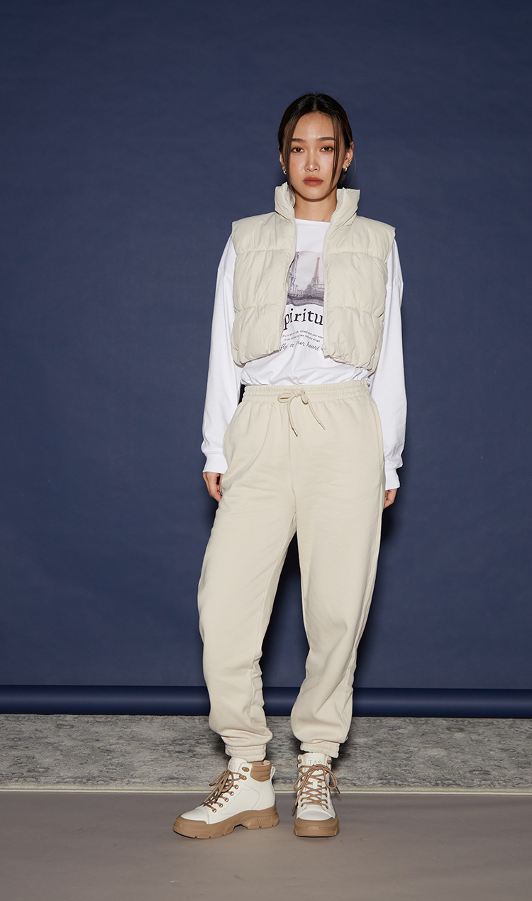 TAS 星星撞色真皮綁帶厚底高筒休閒鞋(白＋棕) 推薦