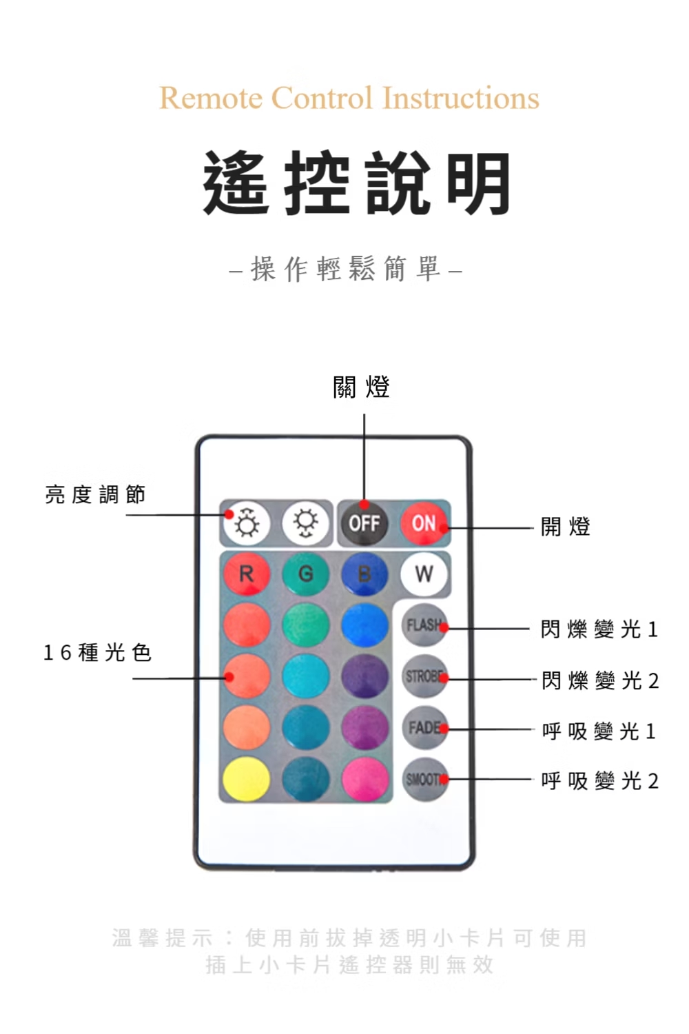 溫馨提示使用前拔掉透明小卡片可使用