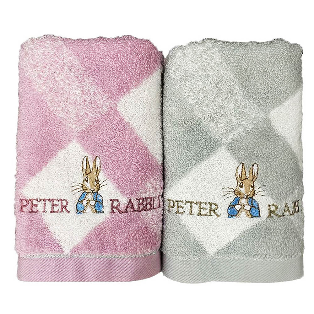 PETER RABBIT 比得兔 6入 粉灰雙色 菱格紋 毛