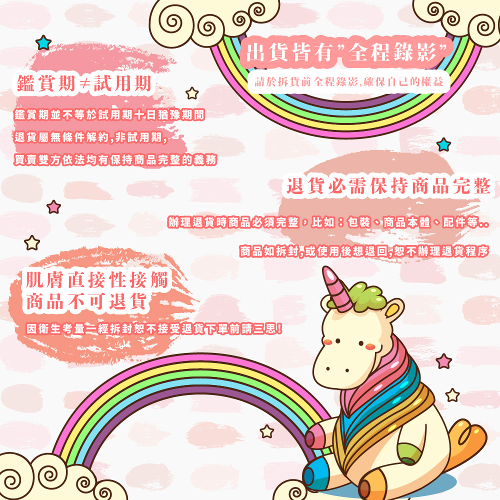 辦理退貨時商品必須完整,比如包裝、商品本體、配件等.